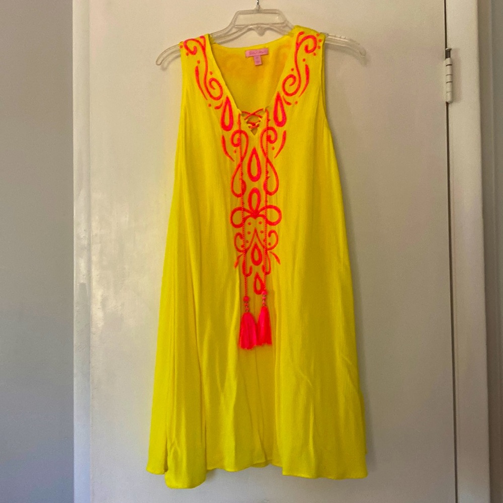 Lilly Pulitzer yellow and pink dress, size XS
